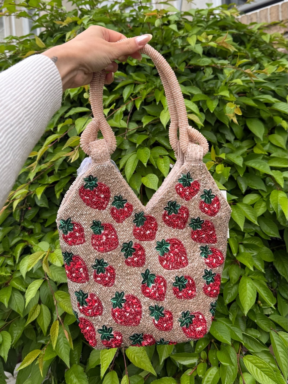 Strawberry Champagne Beaded Summer Viral TikTok Bag NWT